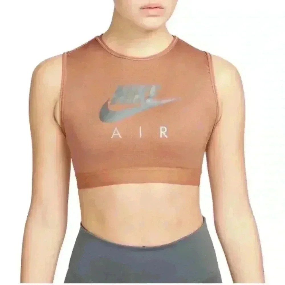 Nike Sports Bra in Brown with Silver Logo